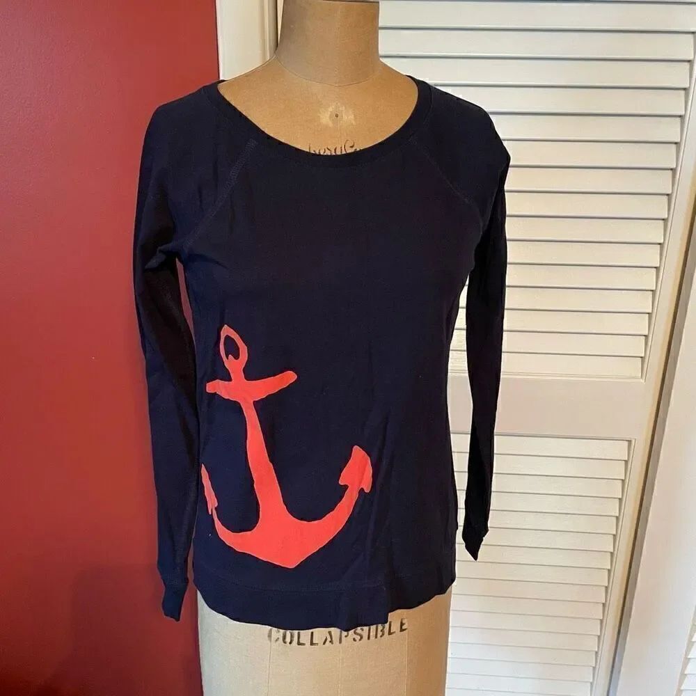 J CREW | navy long sleeve with red anchor XS